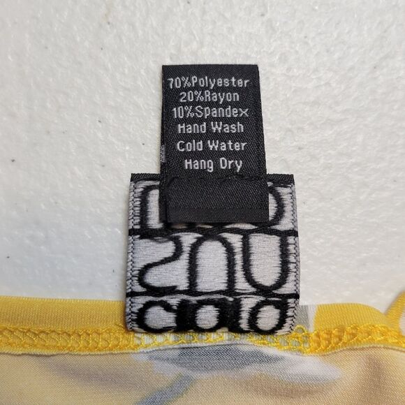 CLARA SUNWOO Sun Woo Yellow with Black Gray Florals White Boxy 3/4 Sleeve Tunic - Picture 7 of 9